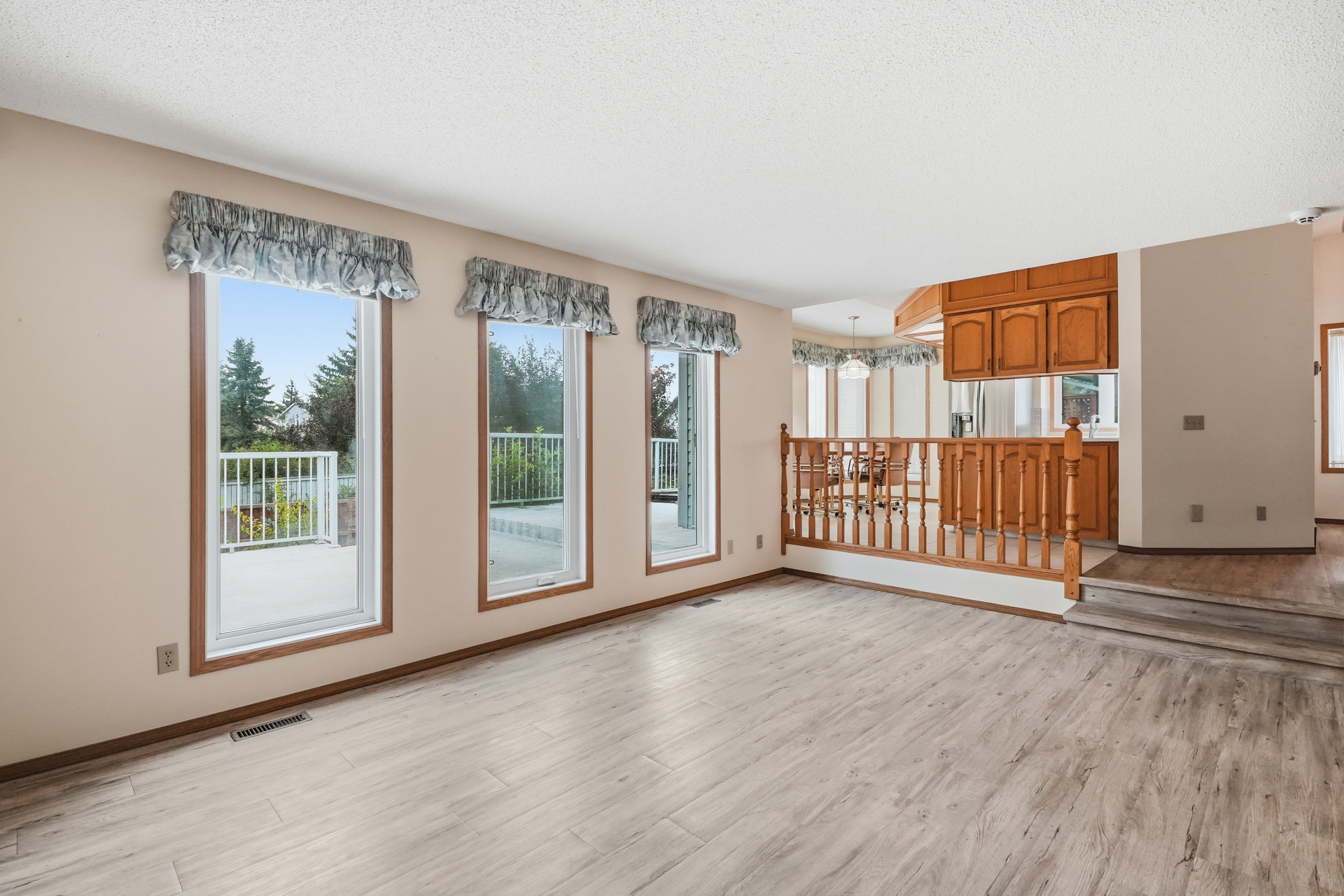 Bright living room with vaulted ceiling